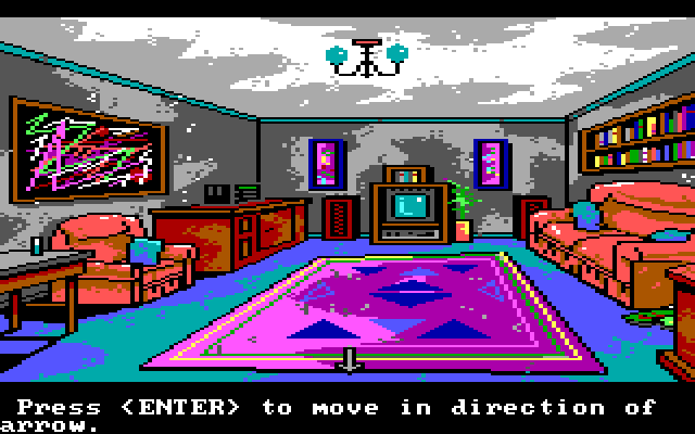 Manhunter: New York IBM PC/Compatibles Screenshot: Exploring an appartment.