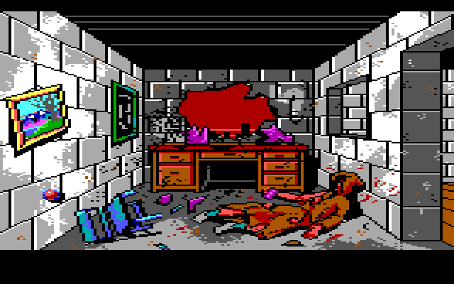 Manhunter: New York IBM PC/Compatibles Screenshot: Another crime scene, better look for clues.