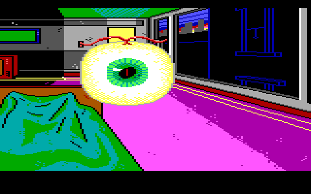 Manhunter: New York IBM PC/Compatibles Screenshot: You are initially awakened by one of the orbs with orders for you to follow.