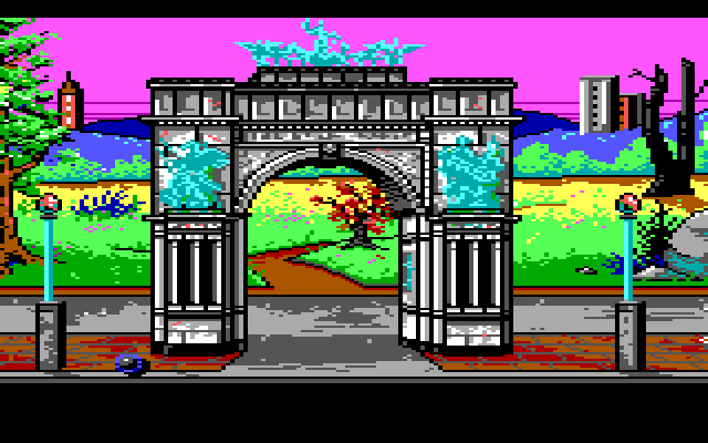 Manhunter: New York IBM PC/Compatibles Screenshot: Arrived at a park.