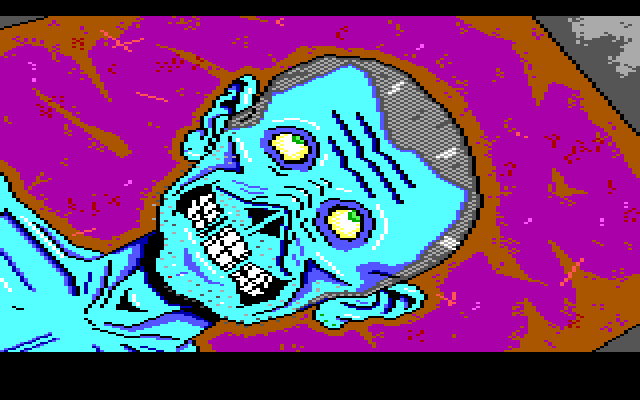 Manhunter: New York IBM PC/Compatibles Screenshot: This guy isn't doing so well...any clues here?