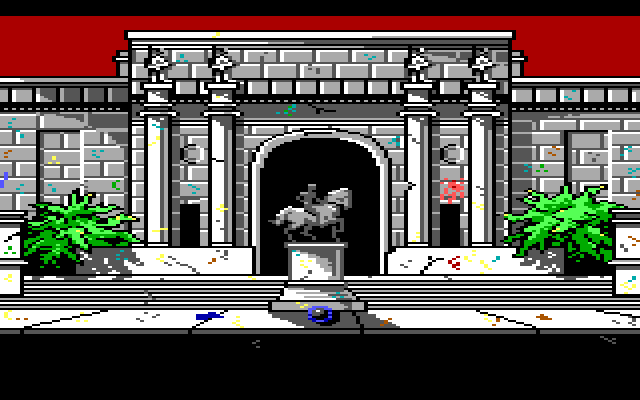 Manhunter: New York IBM PC/Compatibles Screenshot: Outside the museum.