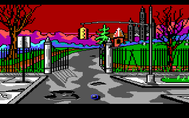 Manhunter: New York IBM PC/Compatibles Screenshot: Cemetary entrance.