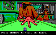 Manhunter: New York for IBM PC/Compatibles - The knife throwing challenge.