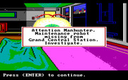 Manhunter: New York for IBM PC/Compatibles - Start of day 2; the orb provides an assignment.