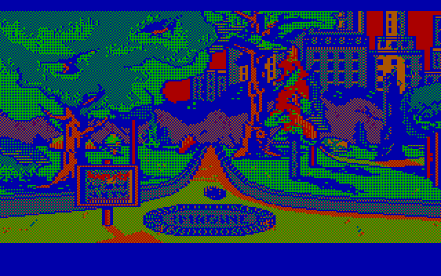 Manhunter: New York IBM PC/Compatibles Screenshot: Exploring the park.