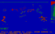 Manhunter: New York for IBM PC/Compatibles - Arcade sequence...jumping over knives thrown at you.