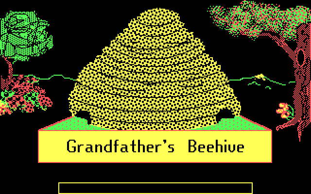 Bouncy Bee Learns Letters IBM PC/Compatibles Screenshot: Grandfather's Beehive title screen.