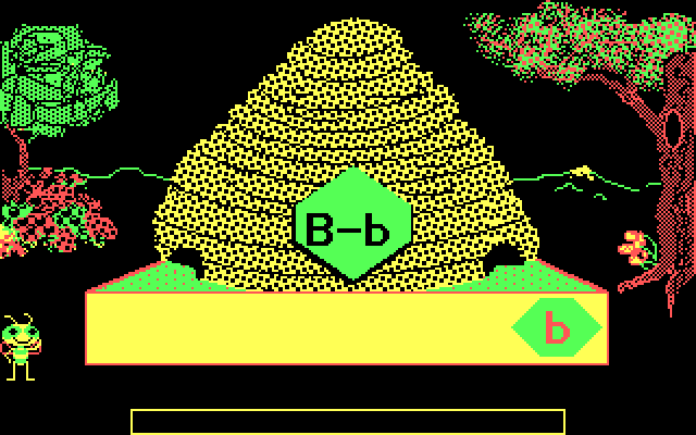 Bouncy Bee Learns Letters IBM PC/Compatibles Screenshot: Press the spacebar when the correct letter appears.