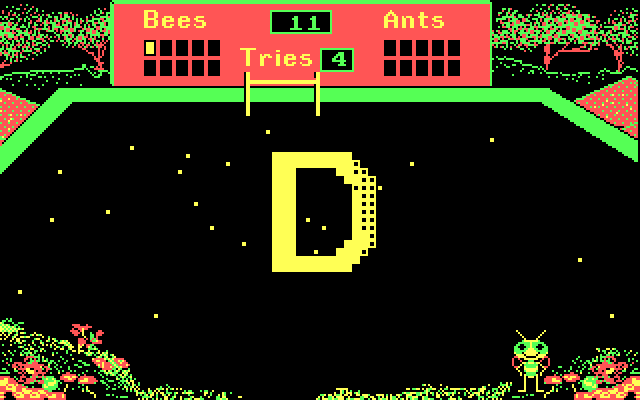 Bouncy Bee Learns Letters IBM PC/Compatibles Screenshot: This was a letter D!