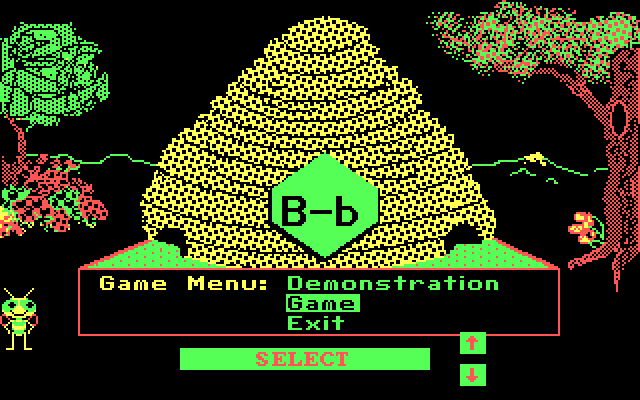 Bouncy Bee Learns Letters IBM PC/Compatibles Screenshot: Grandfather's Beehive menu.