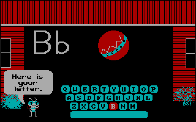 Bouncy Bee Learns Letters IBM PC/Compatibles Screenshot: Here's your first letter...