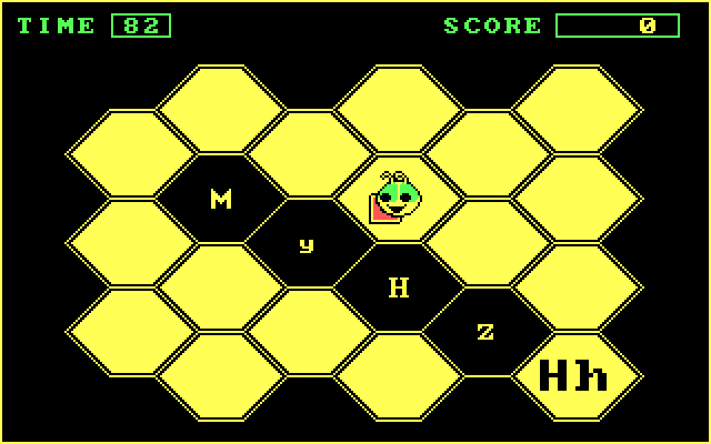 Bouncy Bee Learns Letters IBM PC/Compatibles Screenshot: The letters change, so catch them quickly!