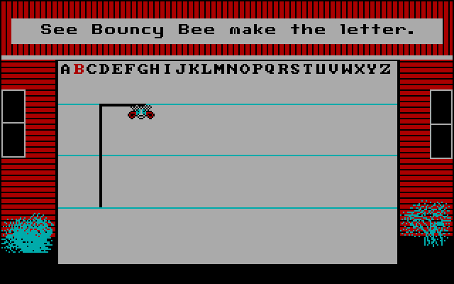 Bouncy Bee Learns Letters IBM PC/Compatibles Screenshot: Bouncy Bee now draws the chosen letter...