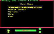 Bouncy Bee Learns Letters for IBM PC/Compatibles - The main menu.