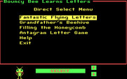 Bouncy Bee Learns Letters for IBM PC/Compatibles - You can play all games in order, or jump to a particular game.