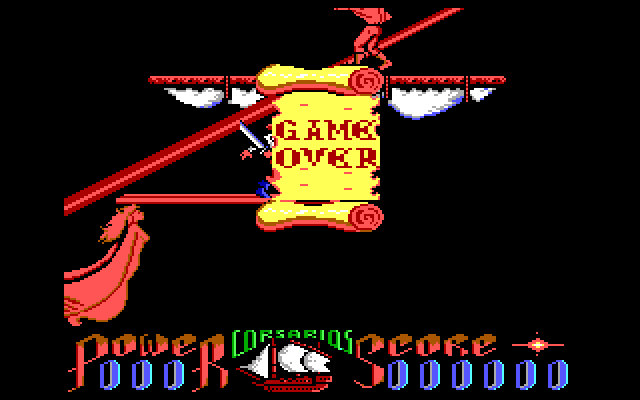 Corsarios IBM PC/Compatibles Screenshot: Game over.