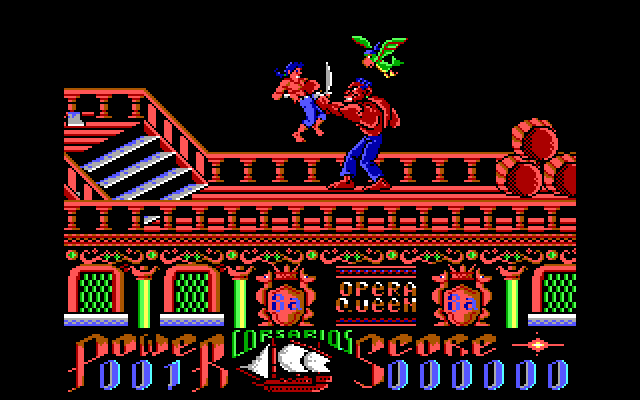 Corsarios IBM PC/Compatibles Screenshot: A large opponent with a parrot grabbed me!