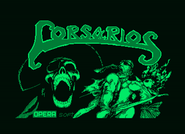 Corsarios Amstrad PCW Screenshot: Title screen.