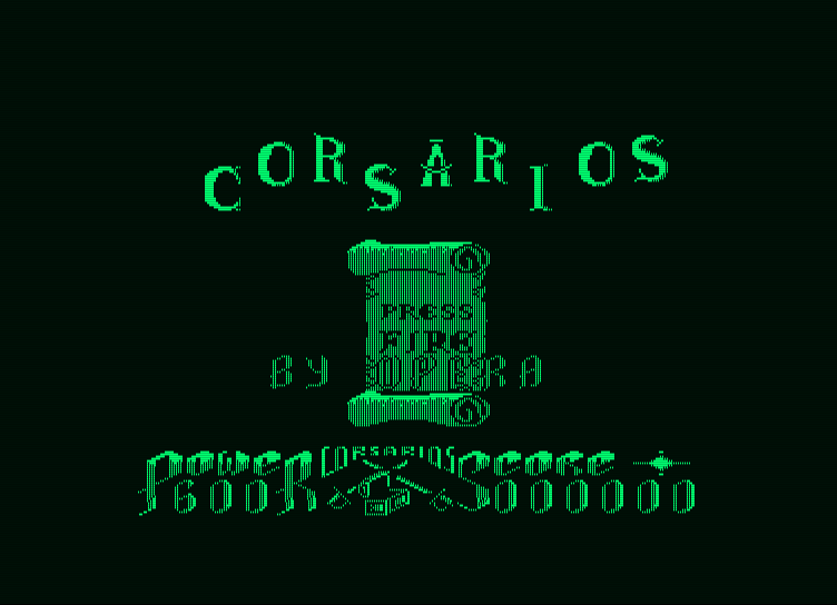 Corsarios Amstrad PCW Screenshot: Title screen.