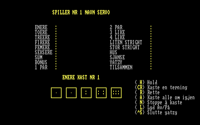 Yatzy IBM PC/Compatibles Screenshot: The main gameplay screen.