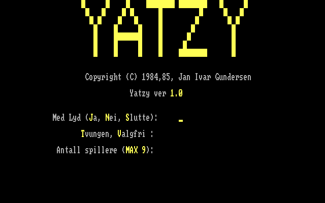 Yatzy IBM PC/Compatibles Screenshot: Title screen