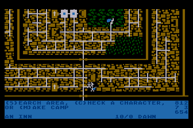 Wizard's Crown Atari 8-bit Screenshot: Beginning to explore...
