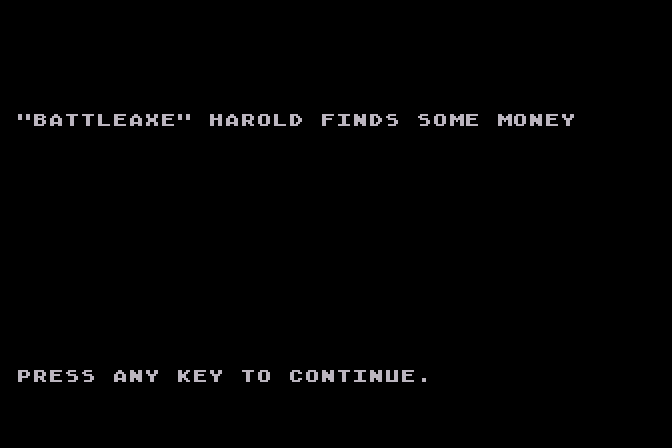 Wizard's Crown Atari 8-bit Screenshot: Found some money!