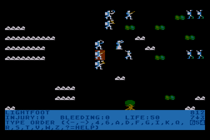 Wizard's Crown Atari 8-bit Screenshot: Combat begins again!