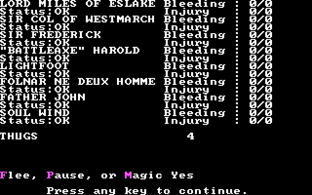 Wizard's Crown IBM PC/Compatibles Screenshot: Preparing for quick battle...