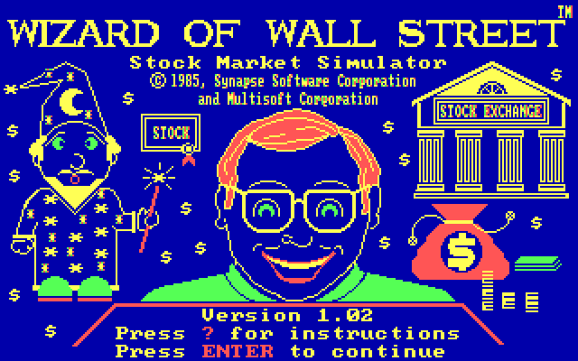 Wizard of Wall Street IBM PC/Compatibles Screenshot: Title screen