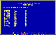 Wizard of Wall Street for IBM PC/Compatibles - List of the last stock prices.