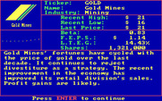 Wizard of Wall Street for IBM PC/Compatibles - The report showing how gold is doing...