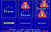 Wizard of Wall Street for IBM PC/Compatibles - What skill level would you like?