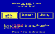 Wizard of Wall Street for IBM PC/Compatibles - The main game menu; select an action, then trade!