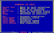 Wizard of Wall Street for IBM PC/Compatibles - Summary of keys used in the game.
