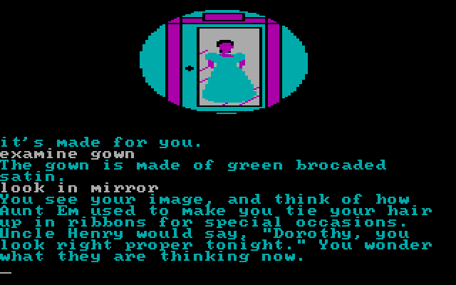 Wizard of Oz, The IBM PC/Compatibles Screenshot: Hmm, this is a lovely gown I have now...