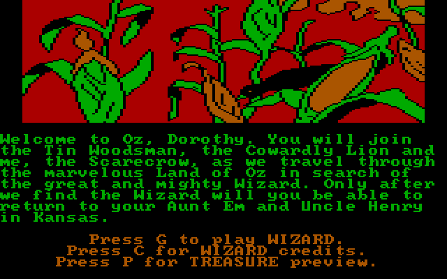 Wizard of Oz, The IBM PC/Compatibles Screenshot: Game start.