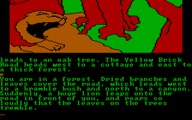 Wizard of Oz, The IBM PC/Compatibles Screenshot: Encountering the lion.