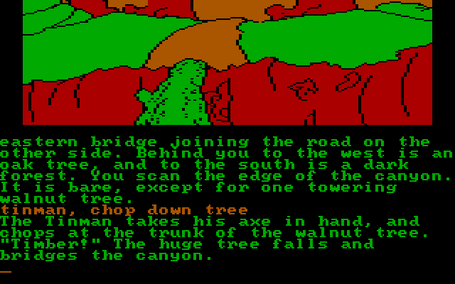 Wizard of Oz, The IBM PC/Compatibles Screenshot: The tinman creates a bridge for you.