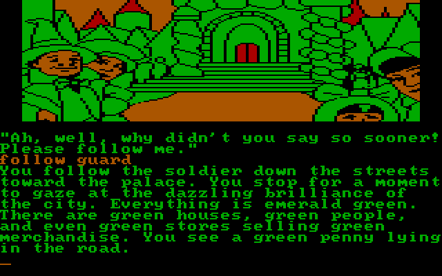 Wizard of Oz, The IBM PC/Compatibles Screenshot: Following the guard into the city...