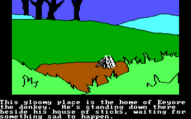 Winnie the Pooh in the Hundred Acre Wood IBM PC/Compatibles Screenshot: This is where Eeyore likes to hang out.