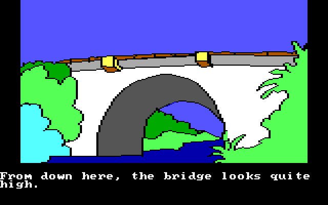 Winnie the Pooh in the Hundred Acre Wood IBM PC/Compatibles Screenshot: The bridge looks high from here...
