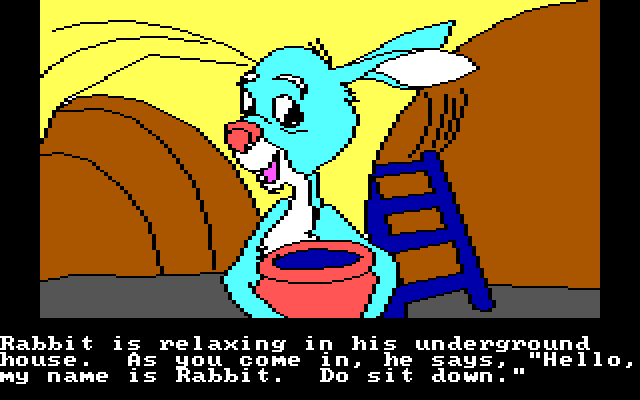 Winnie the Pooh in the Hundred Acre Wood IBM PC/Compatibles Screenshot: Talking with Rabbit...