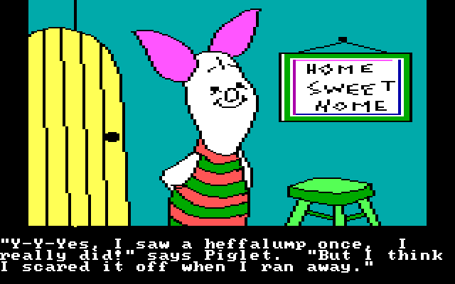 Winnie the Pooh in the Hundred Acre Wood IBM PC/Compatibles Screenshot: Talking with Piglet.