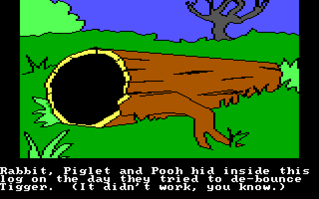 Winnie the Pooh in the Hundred Acre Wood IBM PC/Compatibles Screenshot: There is a log here...