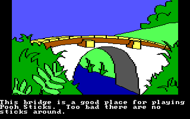 Winnie the Pooh in the Hundred Acre Wood IBM PC/Compatibles Screenshot: This bridge looks like a nice place to play Pooh Sticks...