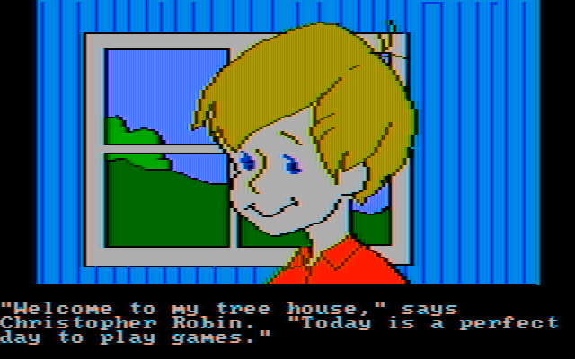 Winnie the Pooh in the Hundred Acre Wood IBM PC/Compatibles Screenshot: Talking to Christopher Robin.