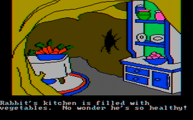 Winnie the Pooh in the Hundred Acre Wood IBM PC/Compatibles Screenshot: Rabbit's kitchen...