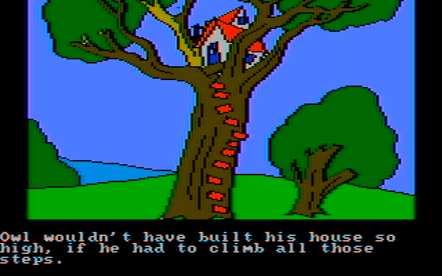 Winnie the Pooh in the Hundred Acre Wood IBM PC/Compatibles Screenshot: Here is where Owl lives...very high up!
